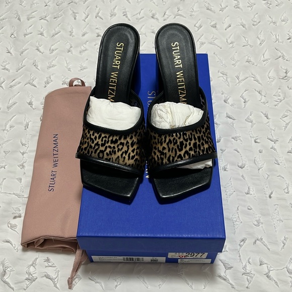 Stuart Weitzman Tía 85 mini leopard slide size 7 - Picture 2 of 6